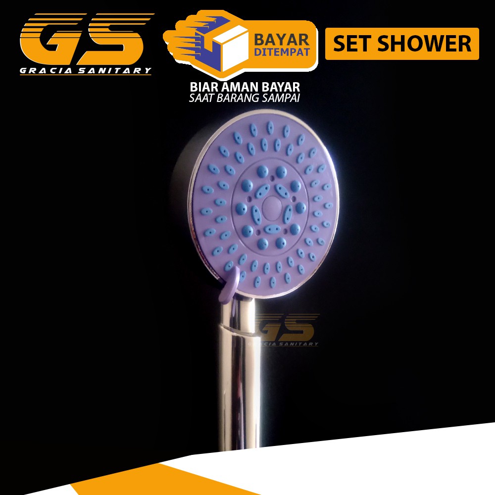 Kran Shower Cabang Besi Baling Keran Air Nikel Double Spot / Kran Shower SET Keran Cabang Gravino 1082 Wall Tembok Hand Shower 8043