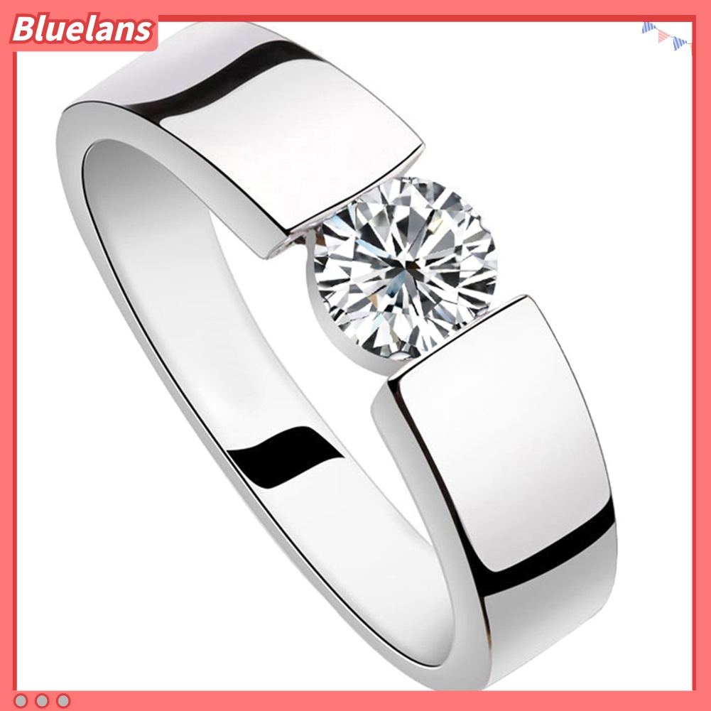 Bluelans Cincin Cubic Zirconia Bentuk Bulat Untuk Unisex