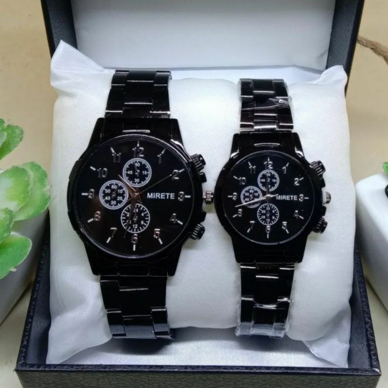 Jam Couple Ready Stok Murah Water Resistance Mirete_Strap Stainlees Steel Realpick_Unisex