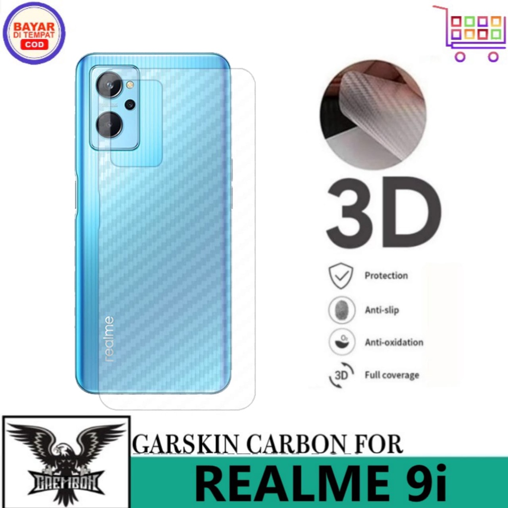 Promo Garskin Carbon REALME 9i Anti Gores Belakang Handphone Anti Lengket Bekas Lem