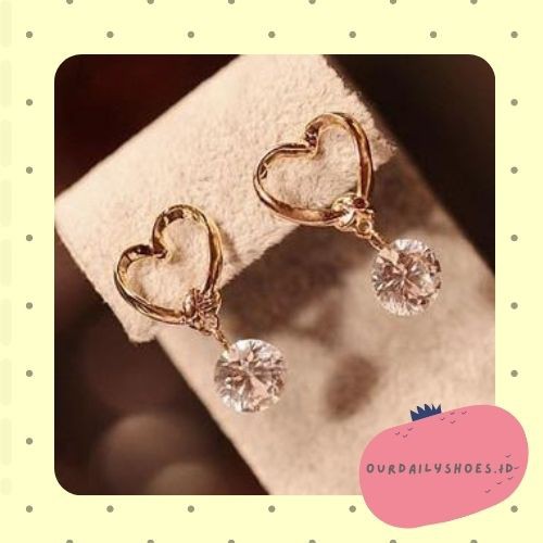 ★ODS★  FA30 Anting love  Mutiar Tusuk Berlian Love