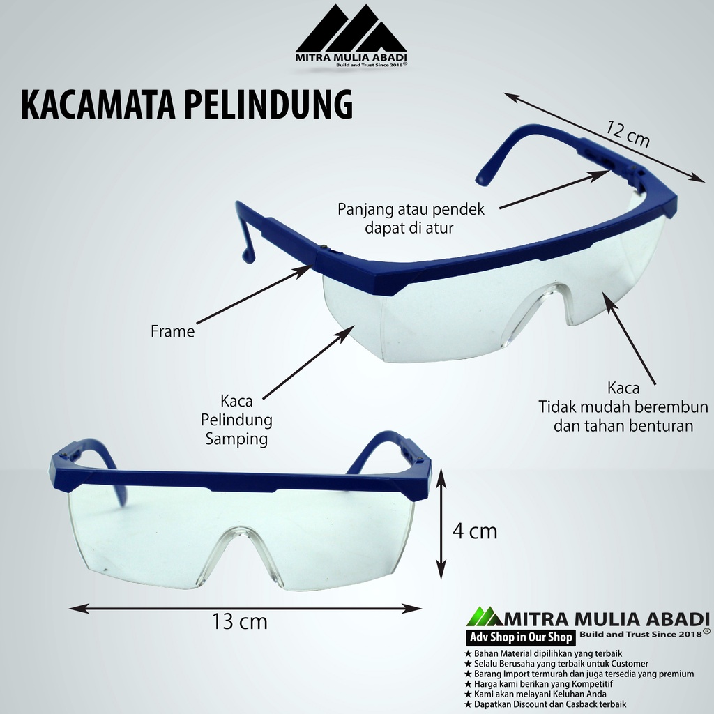 Kacamata Pelindung Transparan | Safety Goggles Transparent