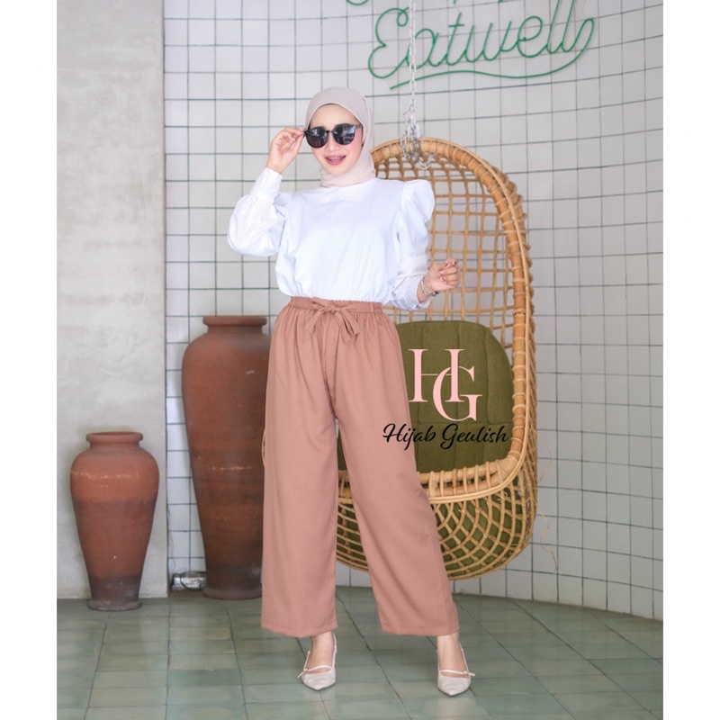 NAOMI KULOT RIBON PANTS / CELANA KULOT RIBON PANTS / CELANA PANJANG / CELANA KULOT BELLACREPE