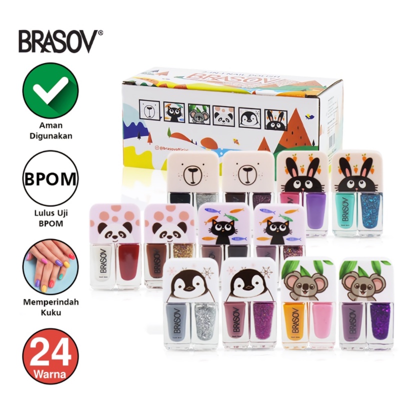 BRASOV Kutek / Cat Kuku Nail Polish 2 In 1 12 Pcs Kutex BPOM