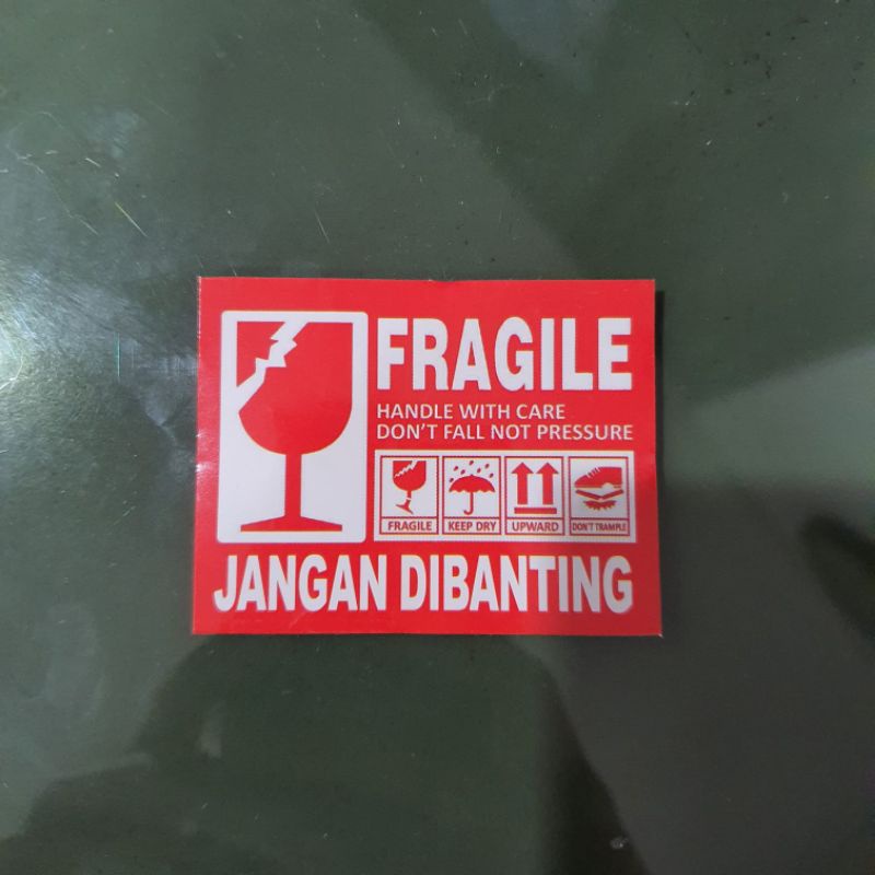 Stiker Fragile 4.5 x 6 cm Kromo isi 100 pc