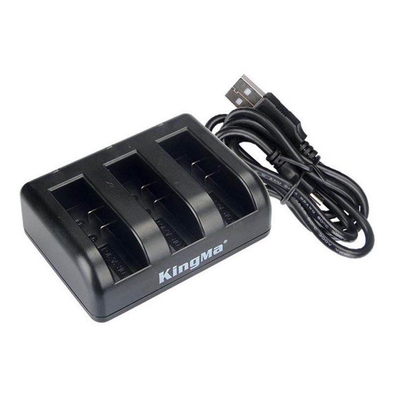 KingMa Charger Baterai 3 Slot untuk Xiaomi Yi 2 4K - BM038 - Black