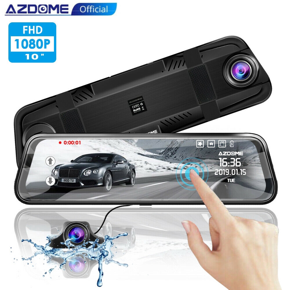 Azdome 10 Car Dvr Streaming Media Mirror Dash Cam Dual Lens Night Vision Shopee Indonesia