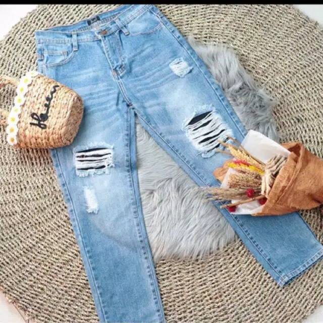 design HIGHWAIST REAL SOFT JEANS CELANA  PANJANG NON 