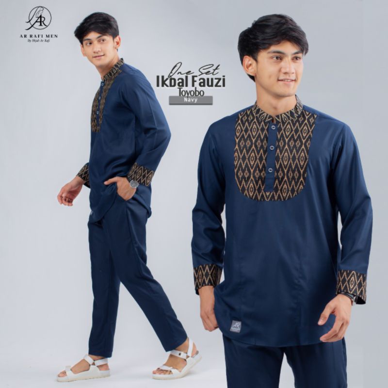 ARRAFI ONE SET IKBAL FAUZI SETELAN BAJU KOKO BAHAN TOYOBO SYAR'I MODERN SIZE M DAN L DENGAN 5 PILIHA