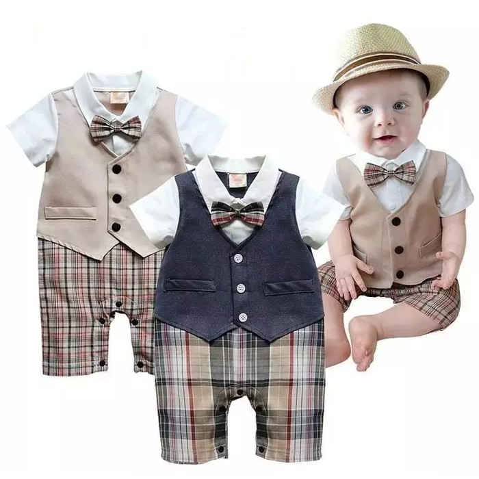 baju bayi jumper jas coklat dan hitam dgn dasi cute for baby 0-18 bulan