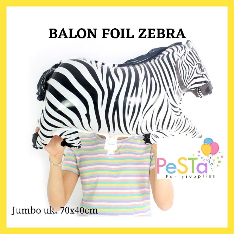Balon Gas Karakter Kuda Biru - Zebra Jumbo_PeSTa Party Supplies