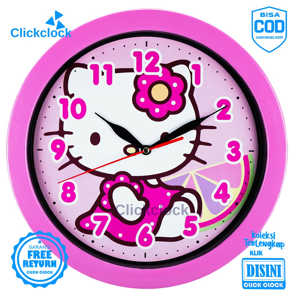 Jam Dinding Quartz Karakteranak Masha Hellokitty Esa 848 Karakter Besar Hiasan Rumah Murah