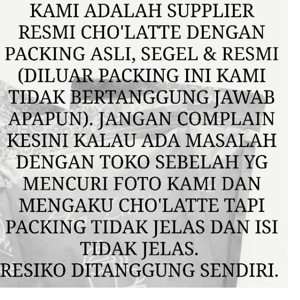 

Termurah dan terbaik >> VARIAN CHOCOLATE/COKELAT dari CHO'LATTE Powder Drink Bubuk Minuman Aneka Ras