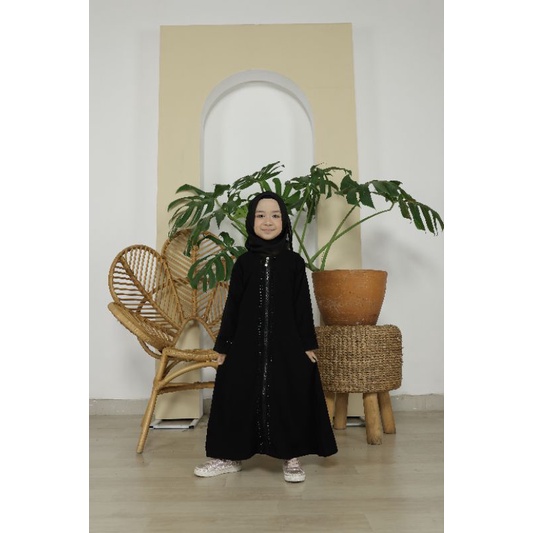 Gallery Exclusive Abaya Hitam Syari Gamis Bordir Turkey Anak Ziper Black