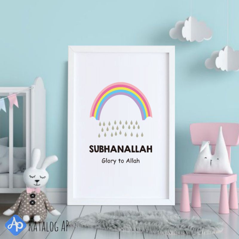 Hiasan kamar Anak Lucu Edukasi Bingkai kayu 20x30cm