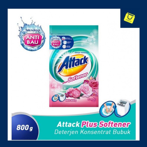 Attack Detergen Plus Softener 800gr / Detergen Attack / Detergen Bubuk / Sabun Cuci Baju / Kao