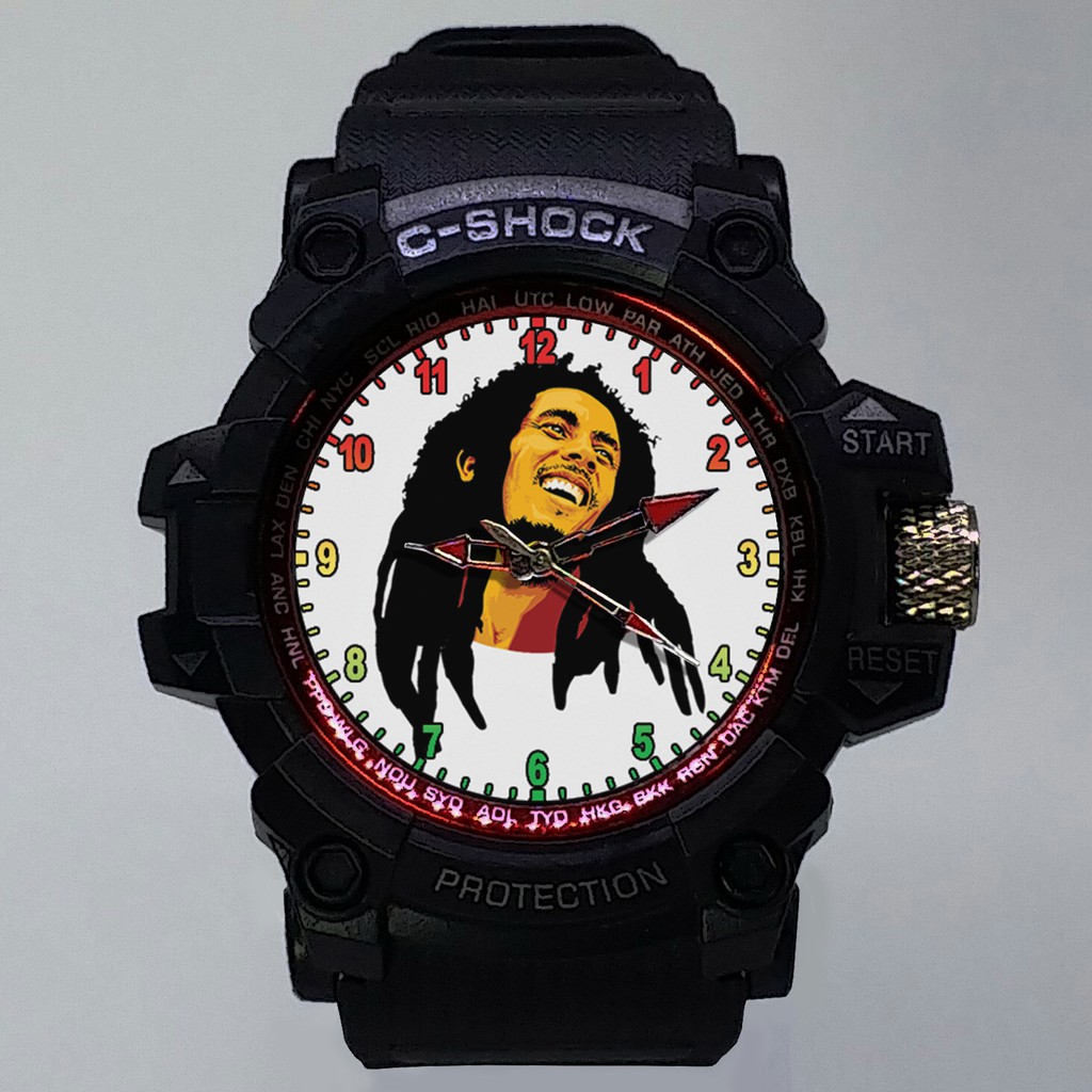 (ISTIMEWA BOSSQUE) JAM TANGAN BOB MARLEY LIST MERAH - EXCLUSIVE 5