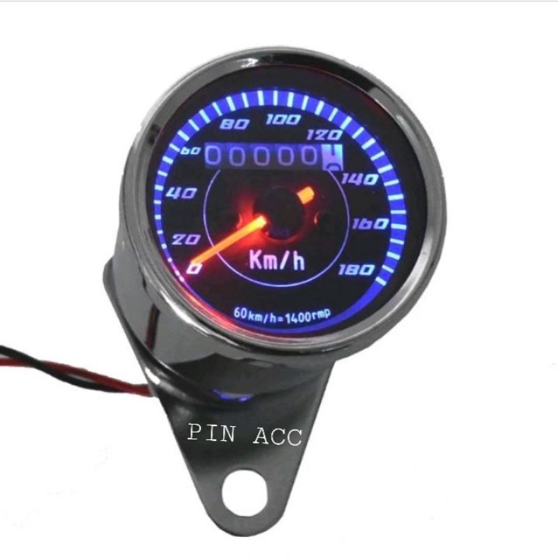 Speedometer Motor Led Indikator RPM Kilometer Analog cp crom Universal