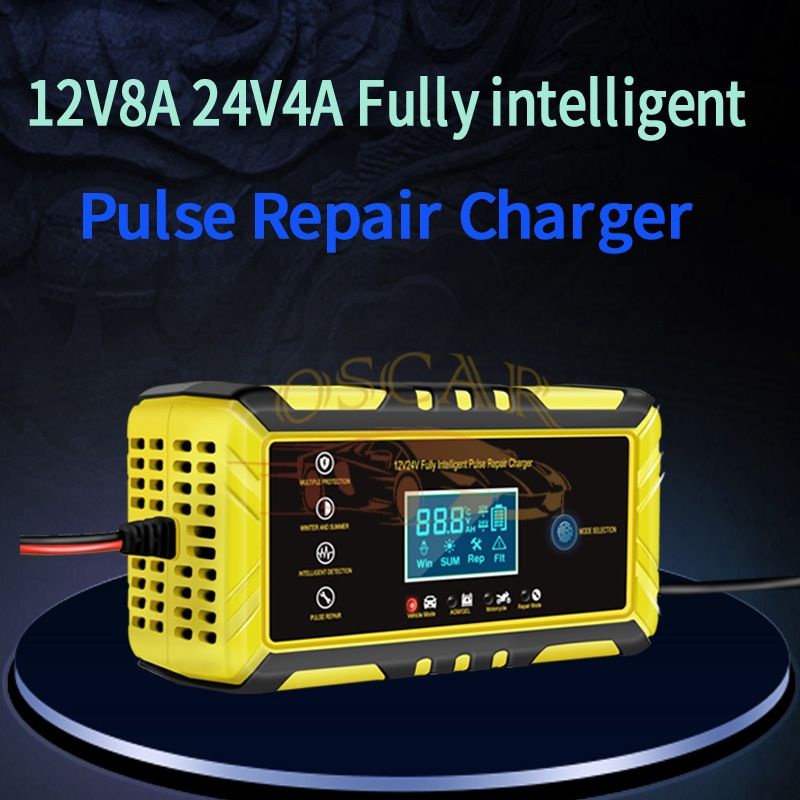 CHARGER AKI MOBIL MOTOR 12V DAN 24V REPAIR AKI OTOMATIS CHARGER AKI INTELLIGENT AUTOMATIC 12V-24V 8A&amp;4A/12V6A