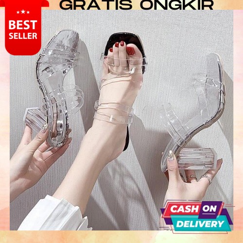 Heels Terbaru Highils Wanita Kekinian Haihil Remaja Casual Hils Sendal Pesta Hak Tinggi Hak Kaca Hak