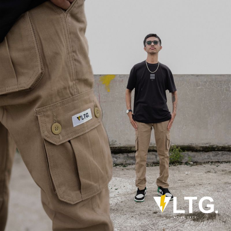 Celana Cargo Panjang VLTG.industry Warna Mocca Kualitas Bahan Premium Grade A