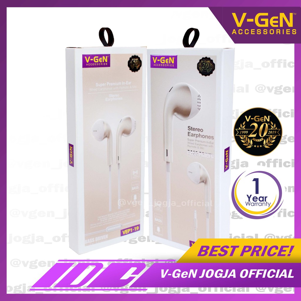 Handsfree V-GeN VEP1-19 Wired Earphone Headset Original Extra Bass