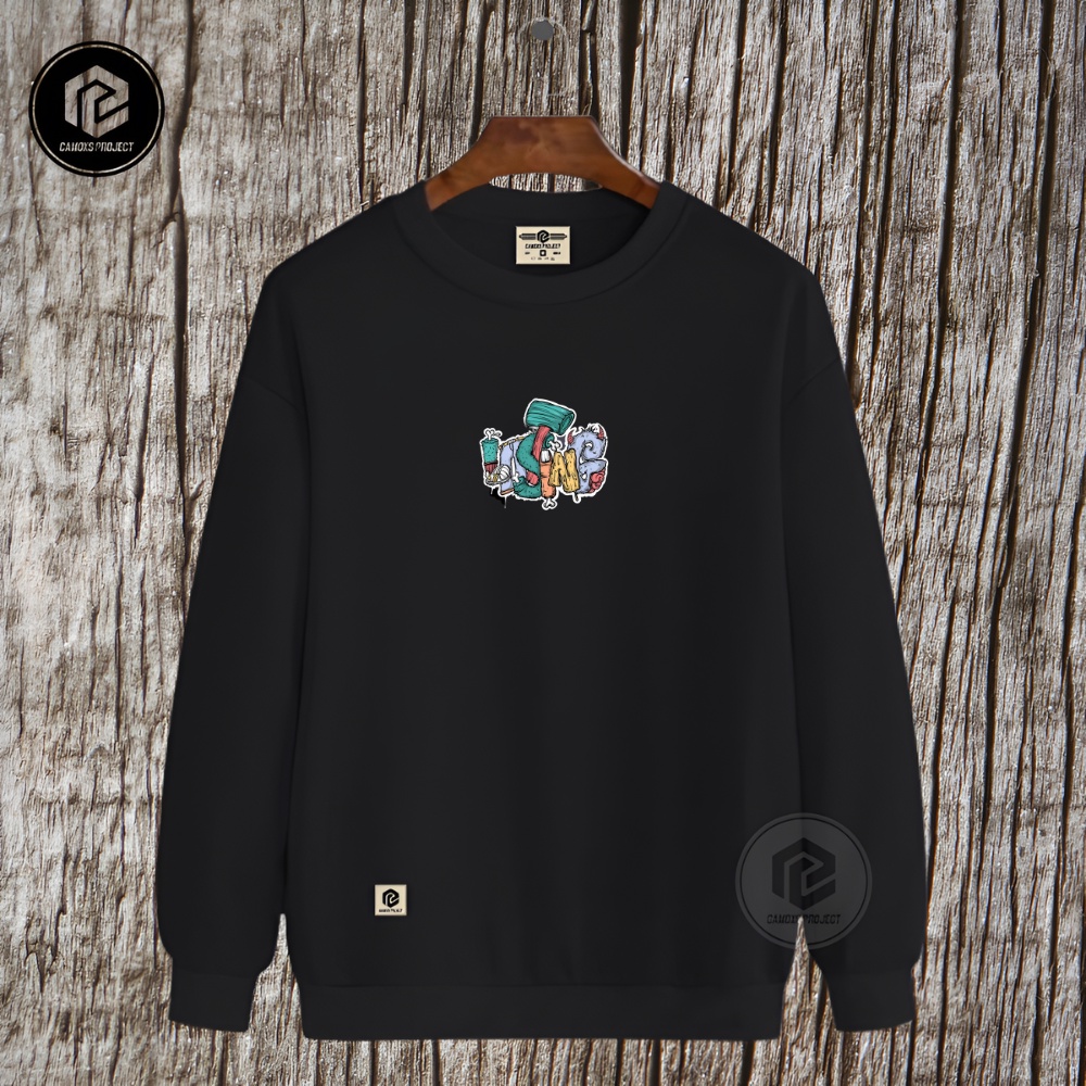 Sweater Pria Distro Crewneck Cardigan Hitam Sablon Insting Sweter Cowok Cewek Oversize Suiter Krunek Terbaru Brand Lokal Bandung