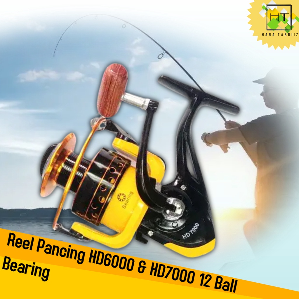 Reel Pancing Kerekan Kerek Alat Gulungan Pancing HD6000 & HD7000 12 Ball Bearing