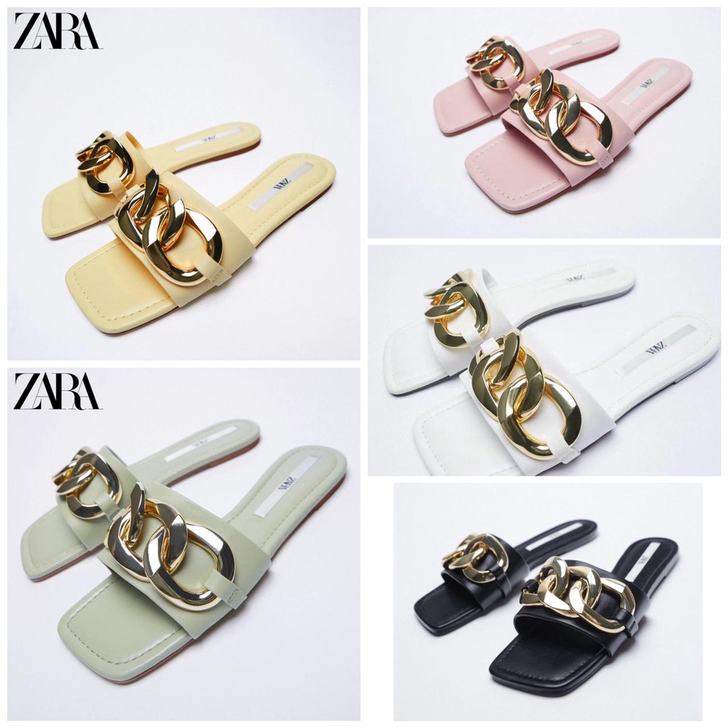 SANDAL WANITA FLATSHOES CHAIN GOLD - 0070