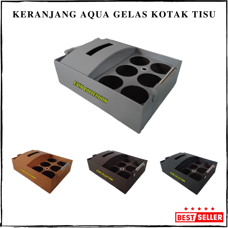 Tempat Air Mineral Gelas Kotak Tisu Pinggir Keranjang Aqua Gelas Kulit Sintetis Isi 6 Cup