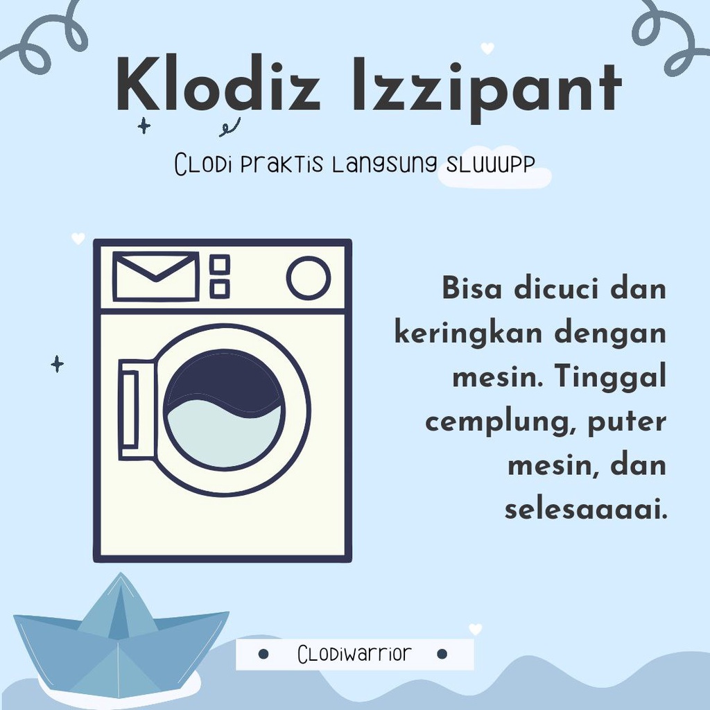 Klodiz Izzipants All In ONE Clodi Celana Praktis Simpel Insert Menyatu Popok Kain Cuci Ulang BB 8-15 kg