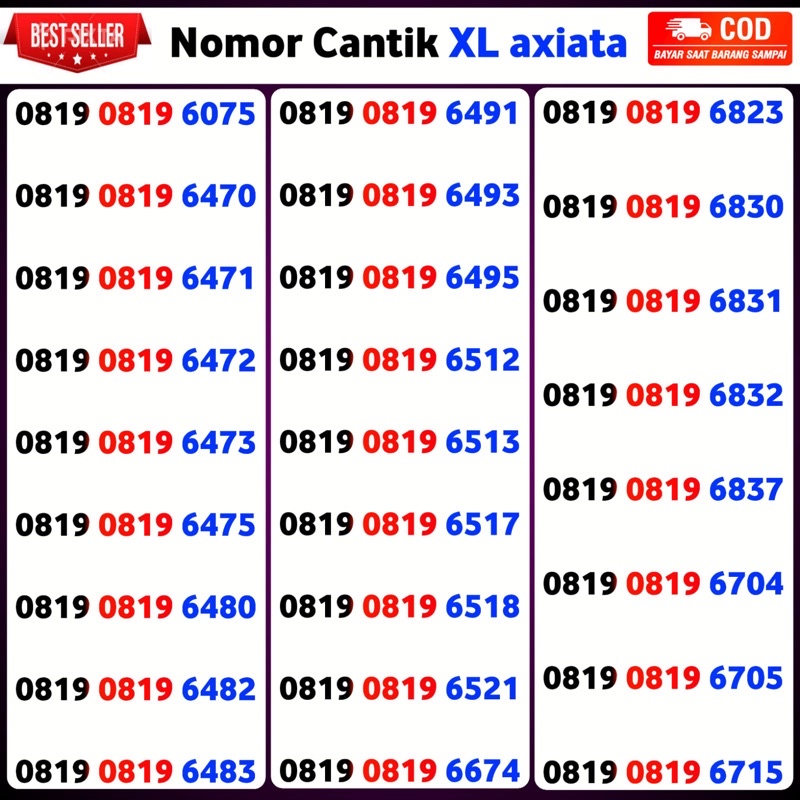 Nomor cantik xl 4G kartu perdana xl axiata 0819