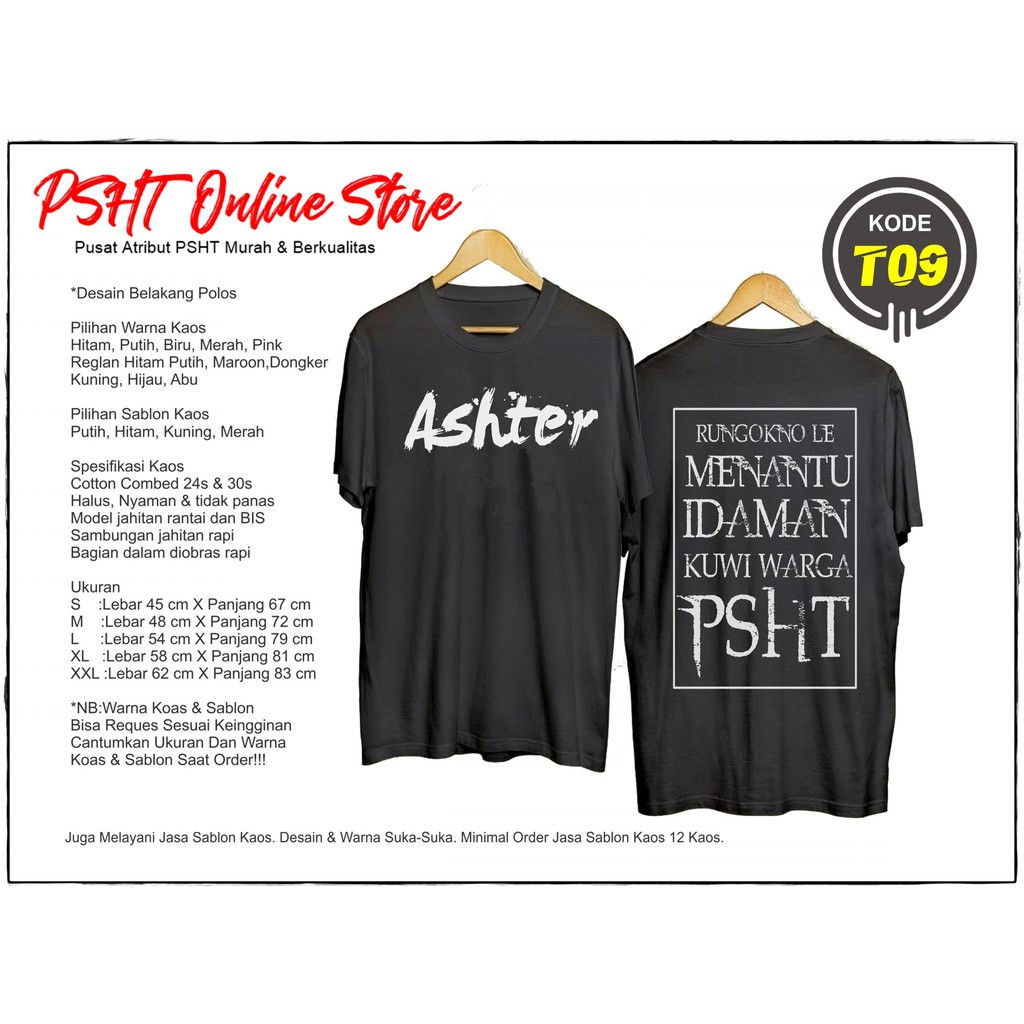 Kaos PSHT Persaudaraan Setia Terate T9