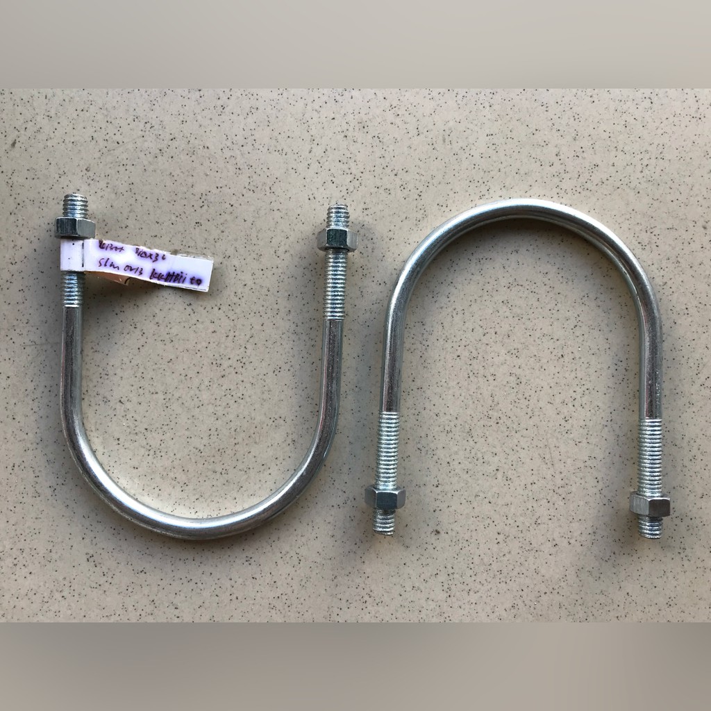 Baut U Galvanis 3/8 x 3 Inchi Klem Pipa U Putih U Bolt + 2 mur