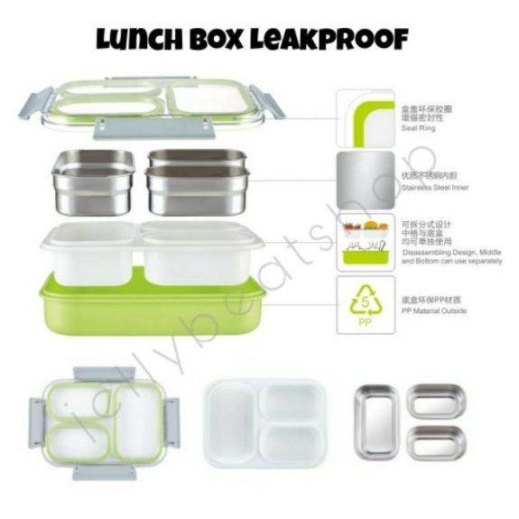 Kotak Makan Tedemei Lunch Box Leakproof Kotak Makan Sekat Anti Tumpah BPA Free