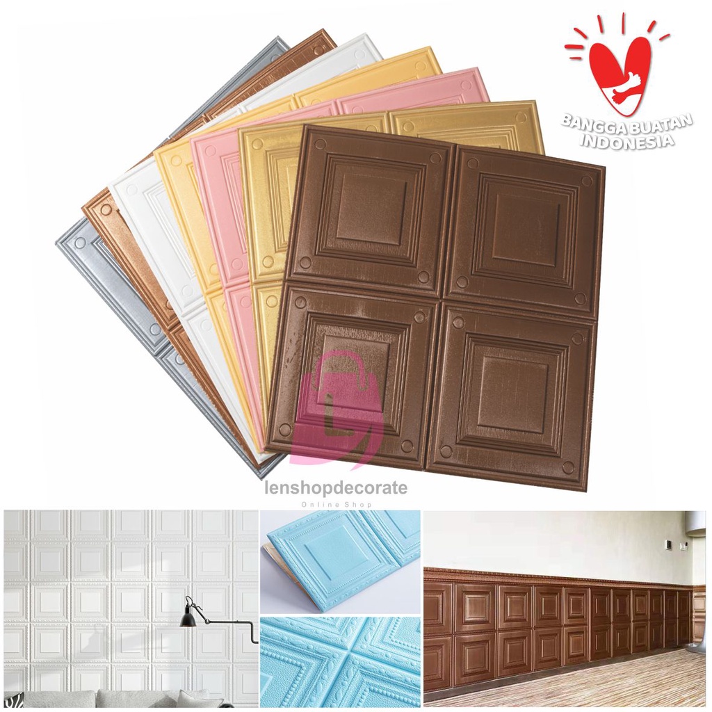 Wallpaper Sticker Foam / Wallfoam Stiker Dinding 3D Motif Kotak Baru Premium High Quality Murah Real 6mm-1