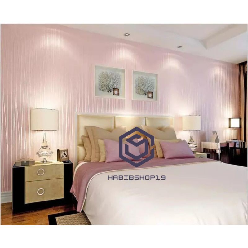 Wallpaper Stiker Dinding Emboss Polos Tekstur Wave Pink 10m x 45cm