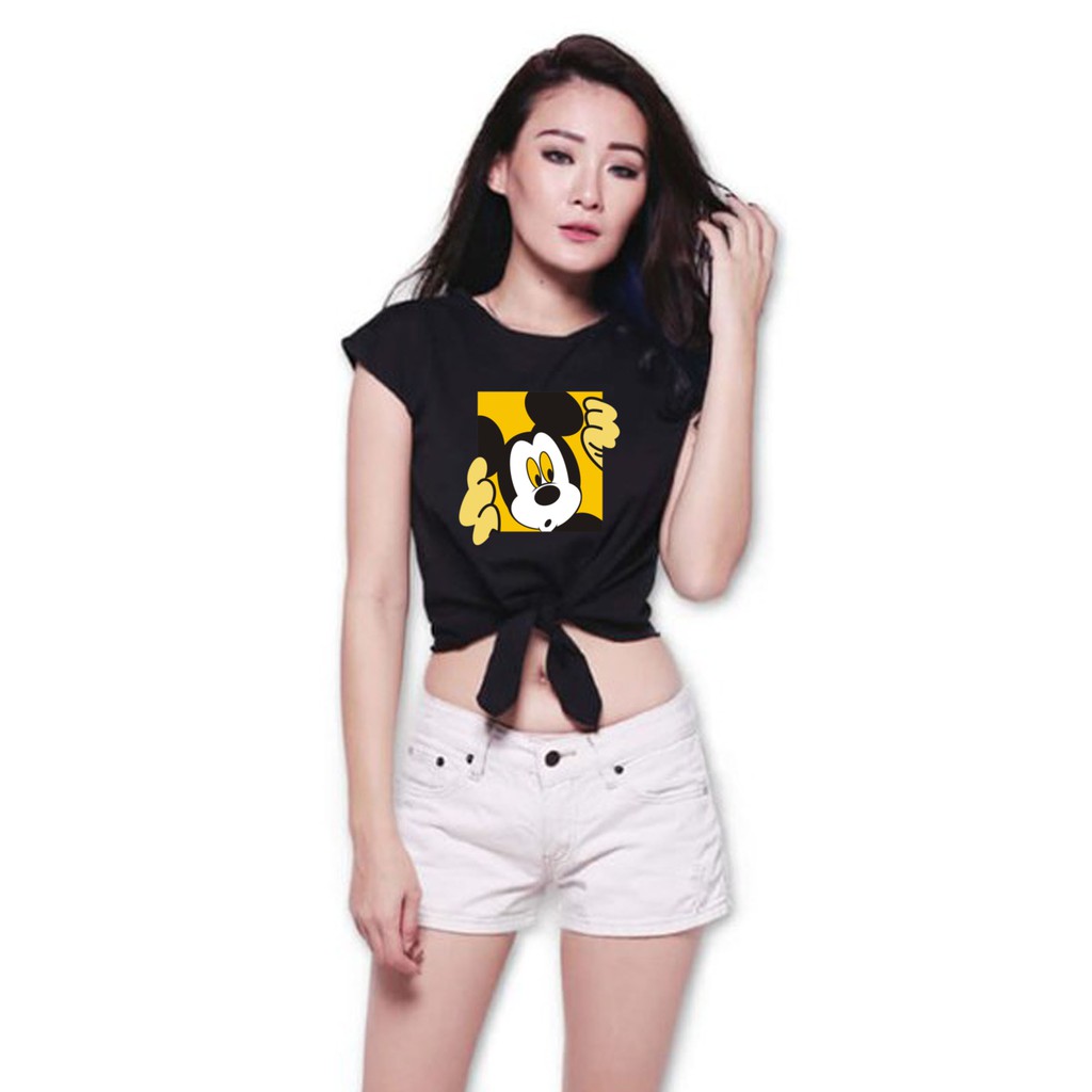 Bess - Kaos Crop Tali Wanita Murah / Crop Tied Tee Wanita MOUSE ( 1kg = 7pc )