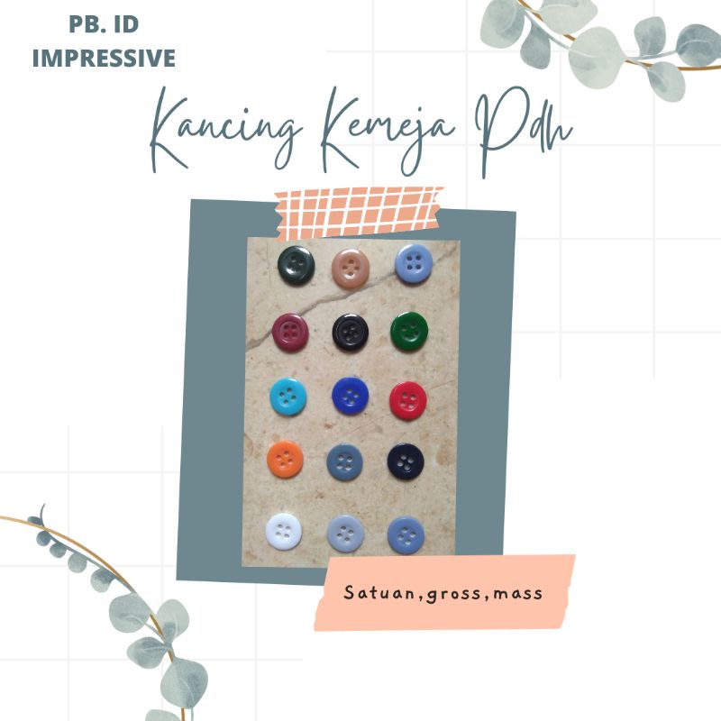 KANCING KEMEJA/KANCING PDH/KANCING SERAGAM/KANCING BESAR LUBANG EMPAT/KANCING LUBANG EMPAT