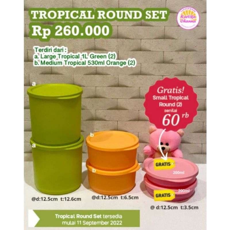 promo toples tropical round set tuperware baru