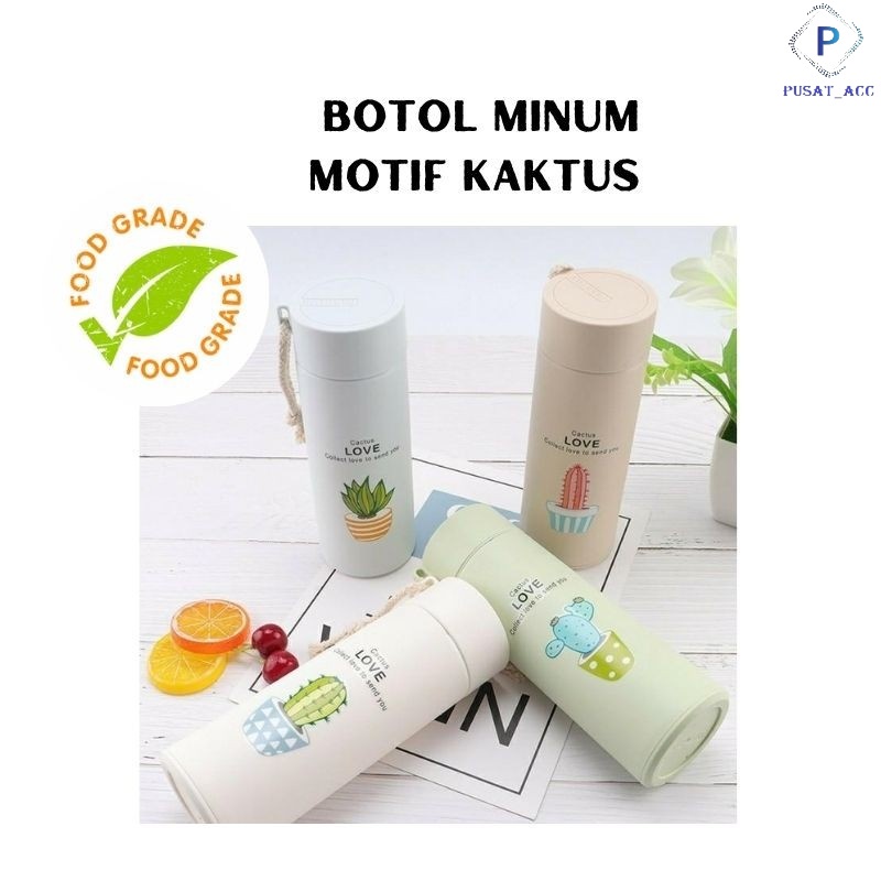 BK45- Termos Botol Kaca Kaktus 450ml Model Botol Minum