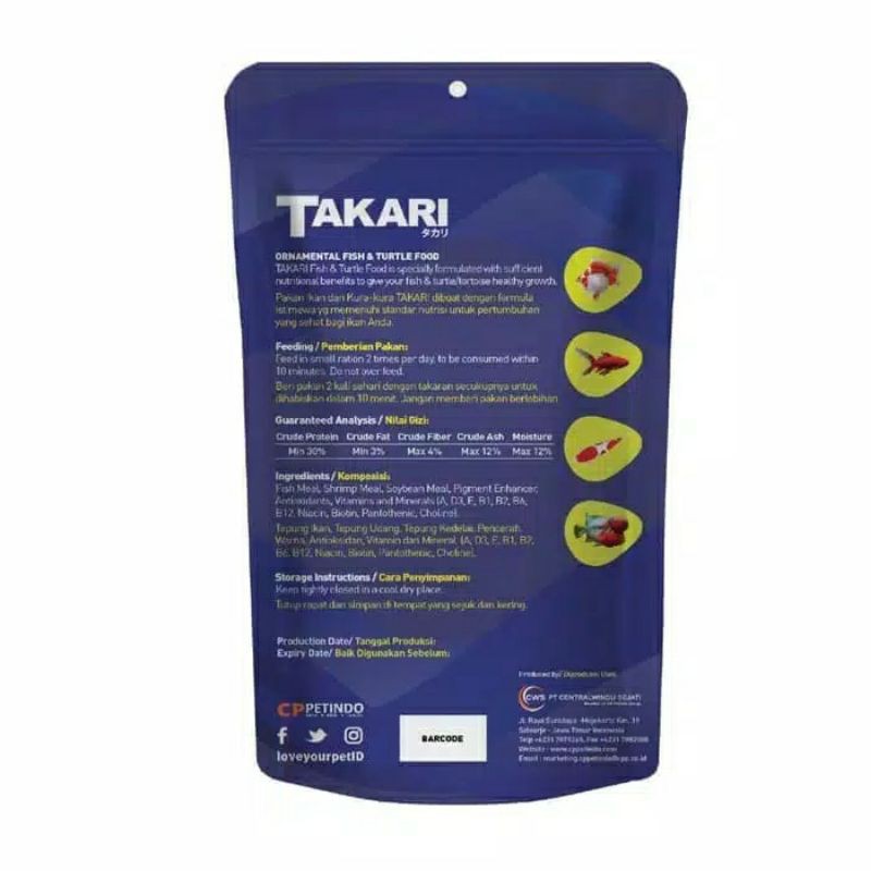 TAKARI - umpan pelet ikan hias 100 Gram