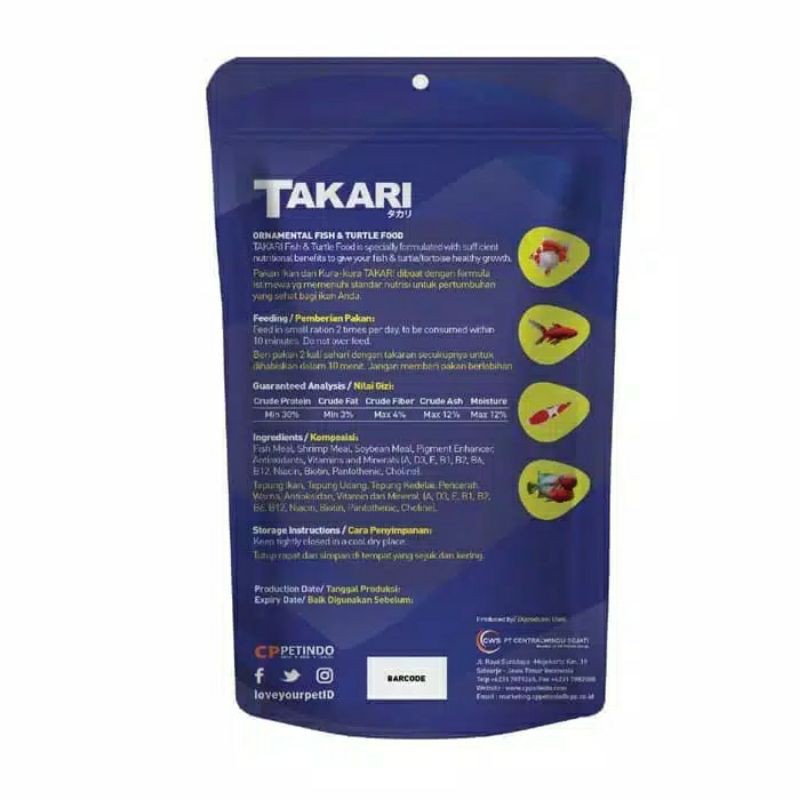 TAKARI - umpan pelet ikan hias 100 Gram