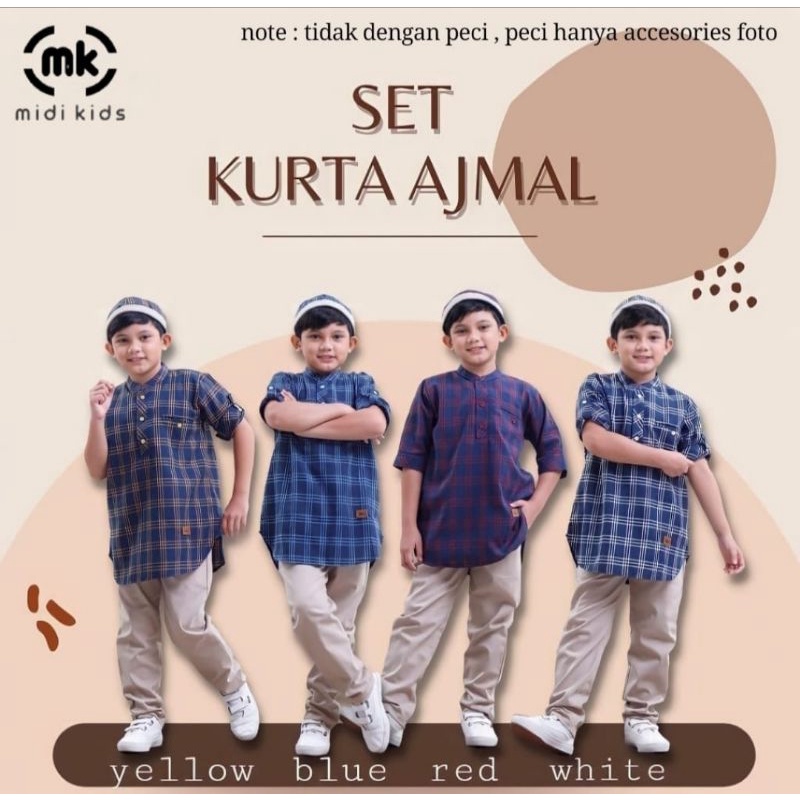 Setelan kurta Koko anak laki, Set kurta Ajmal by Midikids, estimasi sz 5-12T
