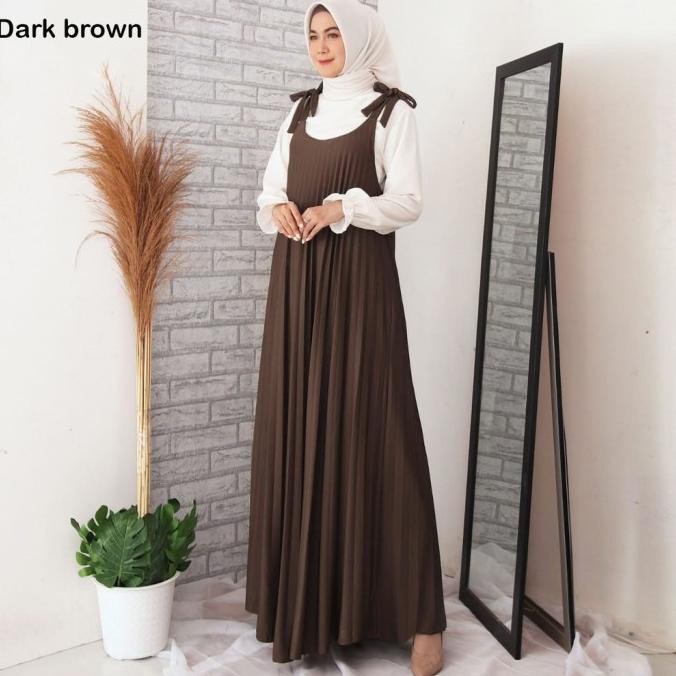 Spesial Baju Gamis Plisket Wanita Tanpa Lengan / Gamis Plisket Overall Kensi