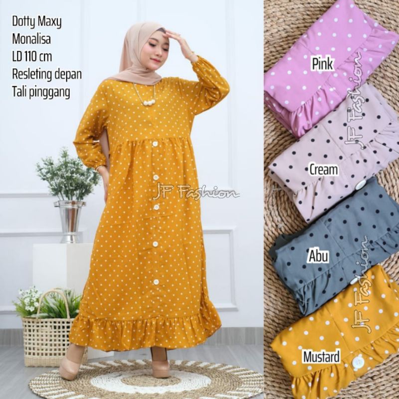 RINDANA DRESS WANITA POLO LINEN / DRESS MIX RENDA / DRESS LEBARAN