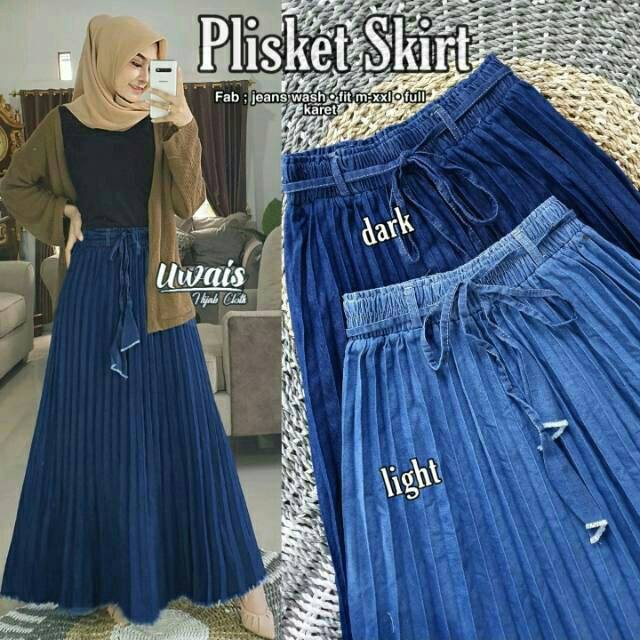  ROK  PLISKET JEANS ROK PANJANG Shopee  Indonesia