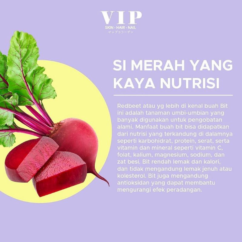 VIP COLLAGEN DRINK MINUMAN SERBUK RASA STRAWBERRY SUPLEMEN KECANTIKAN VIP COLAGEN ORIGINAL BPOM