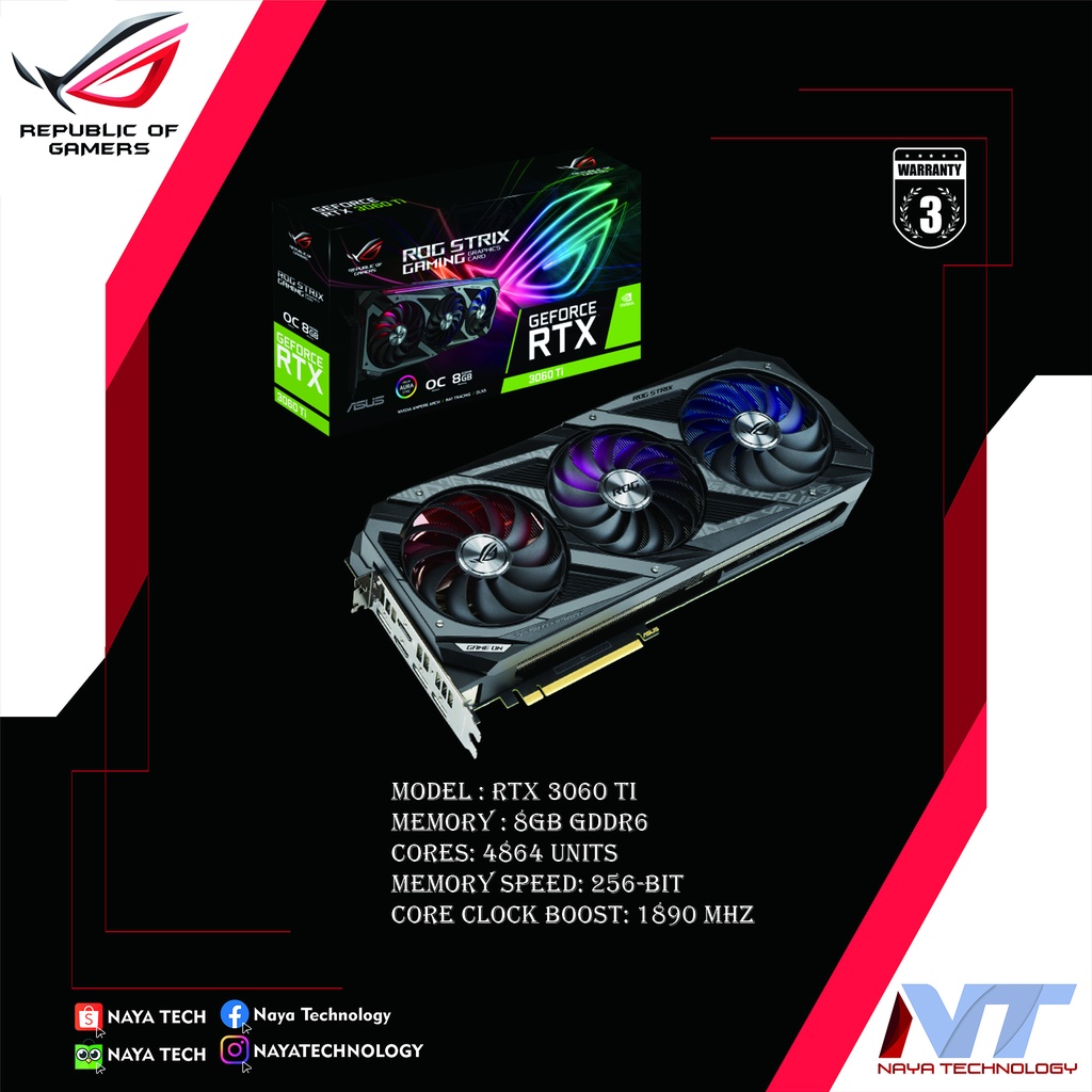 Jual ASUS ROG STRIX RTX 3060 Ti OC 8GB GDDR6 | Shopee Indonesia