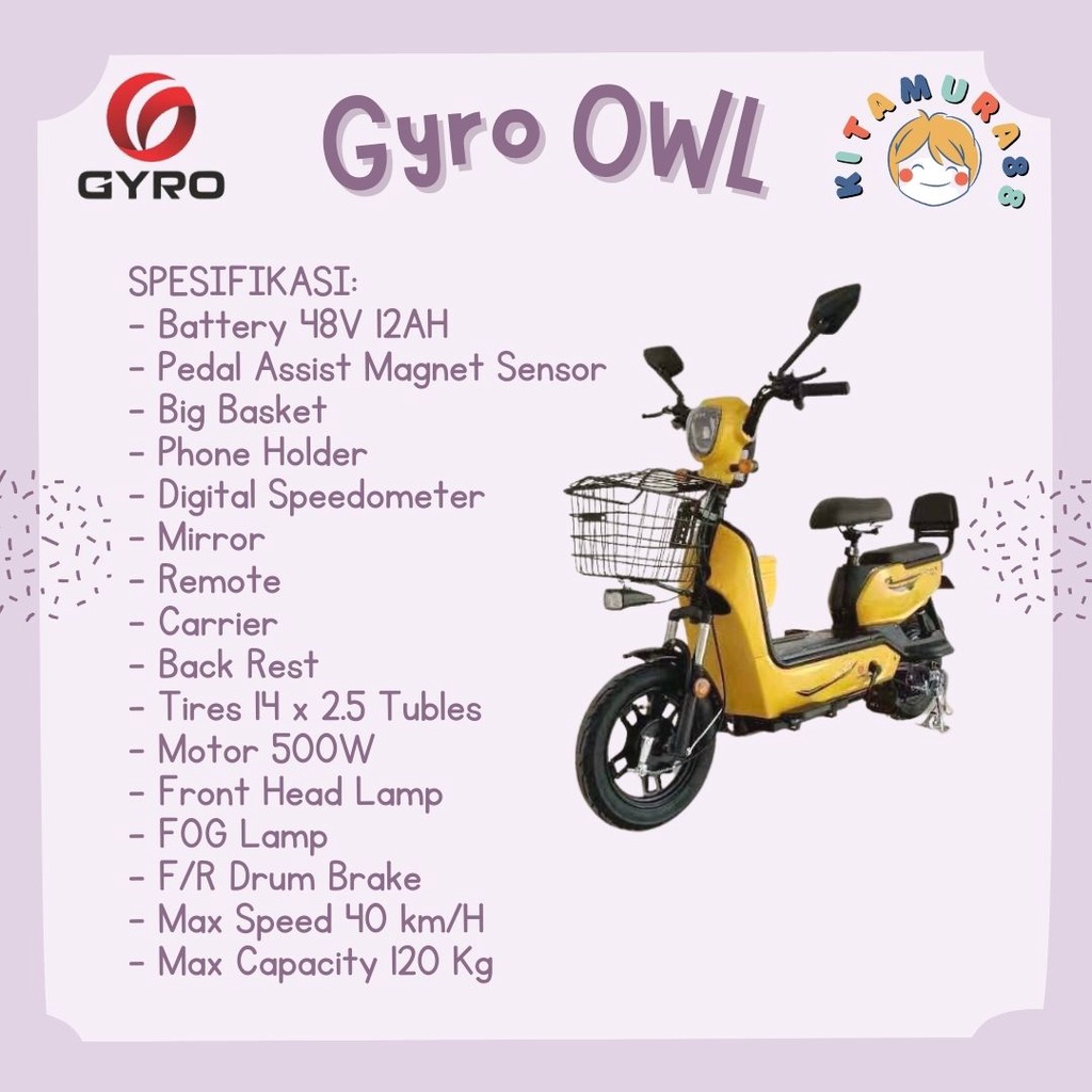TERBARU!!! Sepeda Listrik VIRAL GYRO Owl - GARANSI RESMI